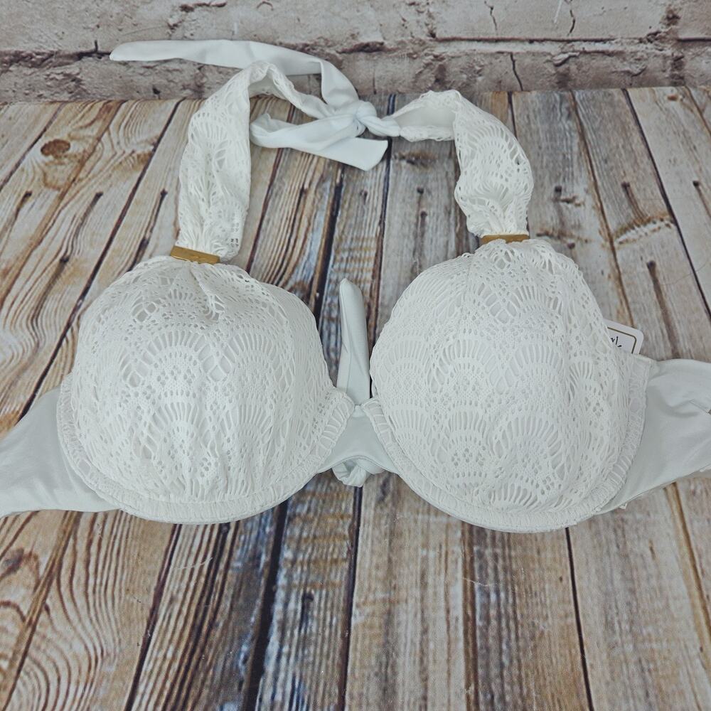 A Che Swim Top Size T5 Halter White NEW 32E 34DD 36D 38C